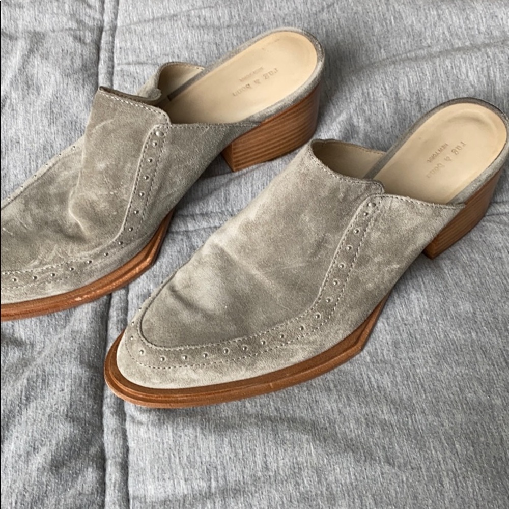 Rag & Bone Studded Suede Mules